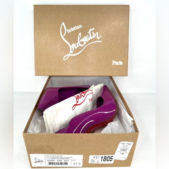 Christian Louboutin Lipchick Purple Patent Leather Kismet Pumps Size EU 37.5 - Picture 2 of 15